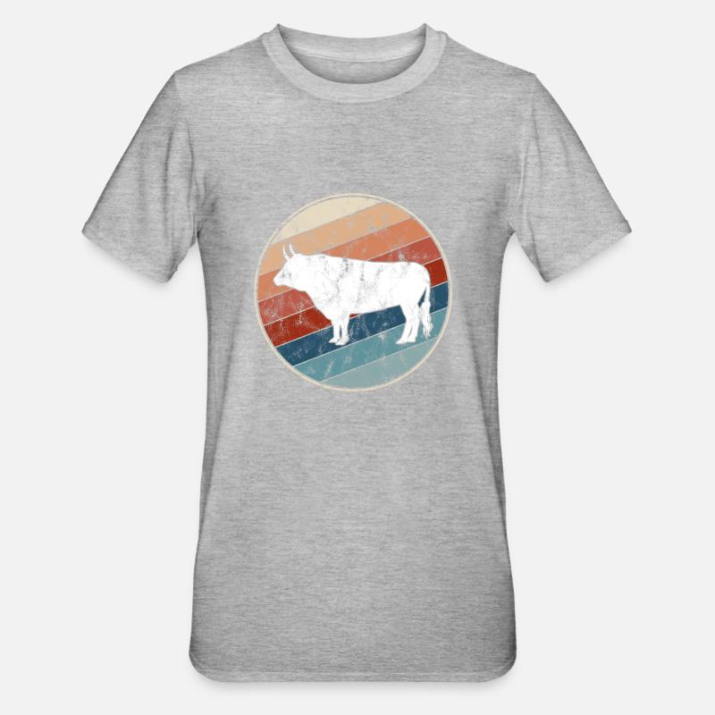 Vache Rétro - T-shirt polycoton Unisexe - gris chiné
