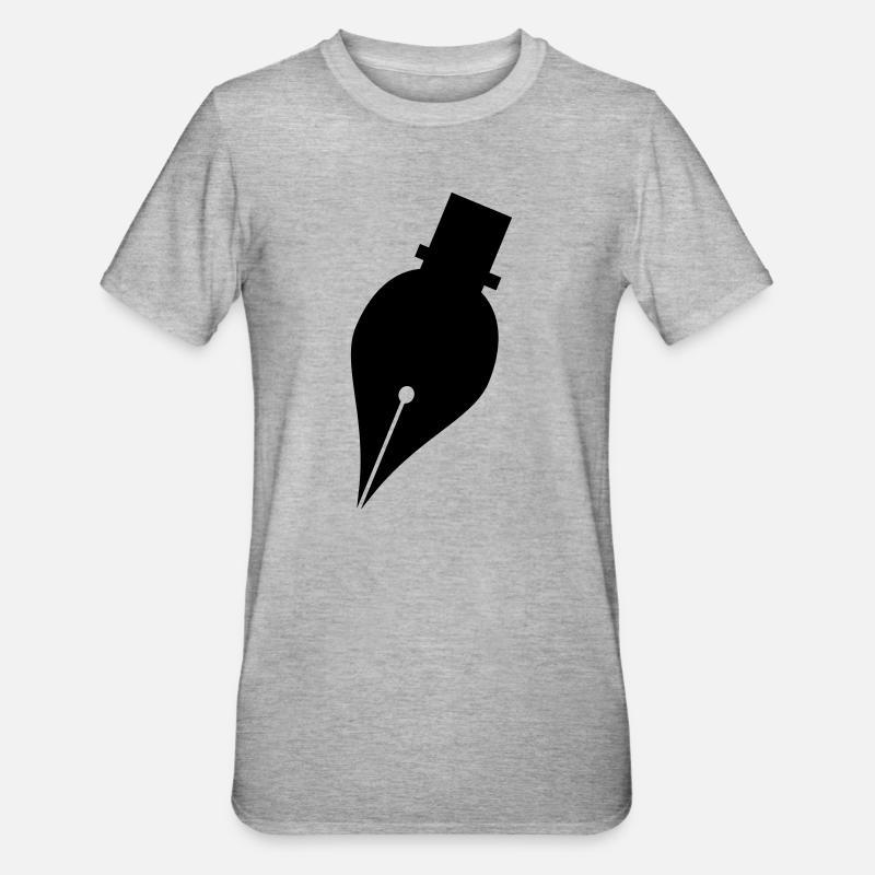 Schreibstift oder Tintenstift-Logo für Schreiber - Unisex Polycotton T-Shirt - Grau meliert