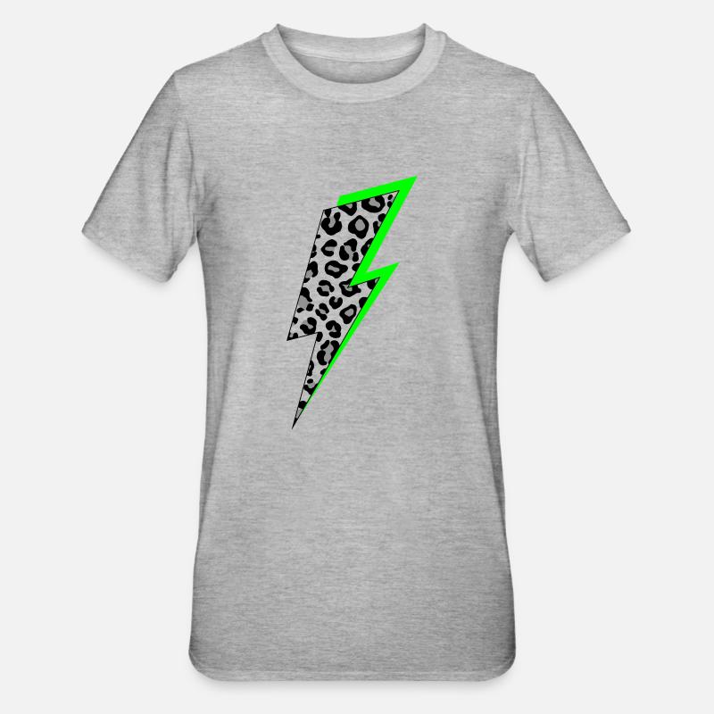 Motif léopard éclair avec ombre néon - T-shirt polycoton Unisexe - gris chiné