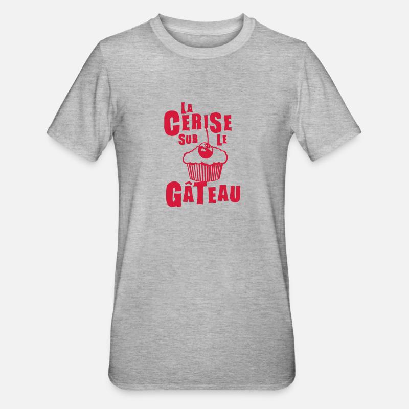 cerise sur gateau expression - T-shirt polycoton Unisexe - gris chiné