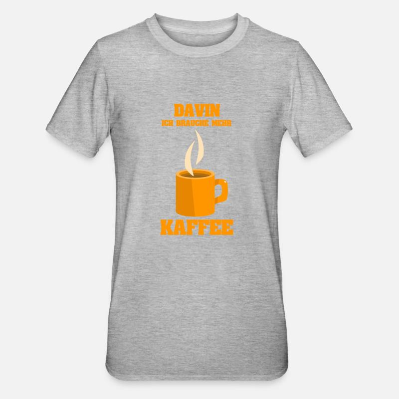 Kaffee Davin - Unisex Polycotton T-Shirt - Grau meliert