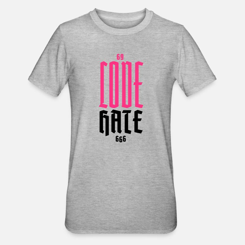 Gothic Neon CODE Vertical - Unisex Polycotton T-Shirt - heather grey