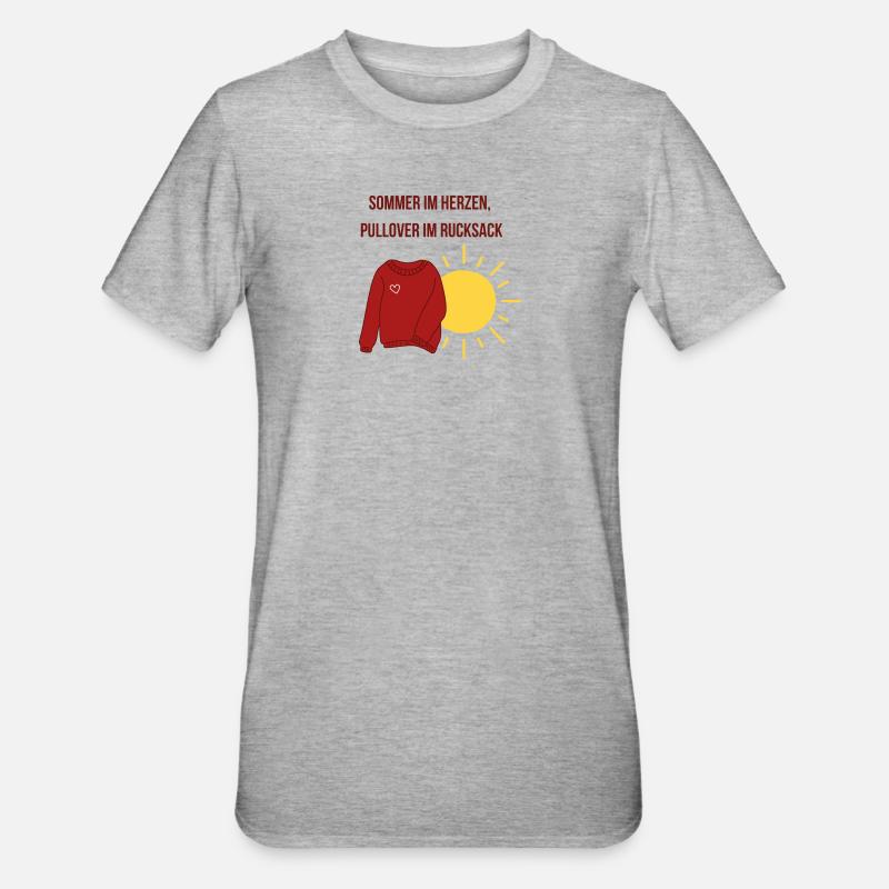 L’été dans le cœur, pull dans le sac à dos - T-shirt polycoton Unisexe - gris chiné