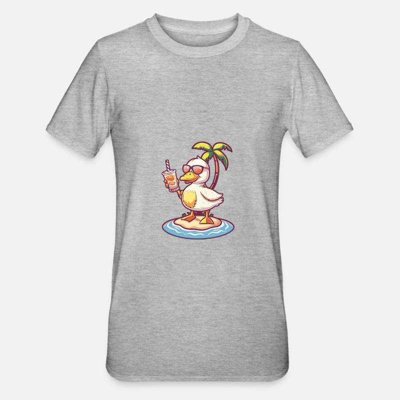 Goose Summer Beach Comic - Unisex Polycotton T-Shirt - heather grey