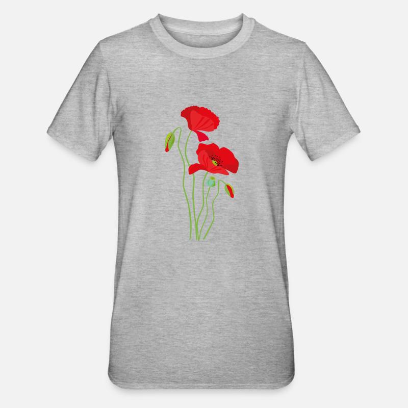 Coquelicot - conception de fleurs - T-shirt polycoton Unisexe - gris chiné