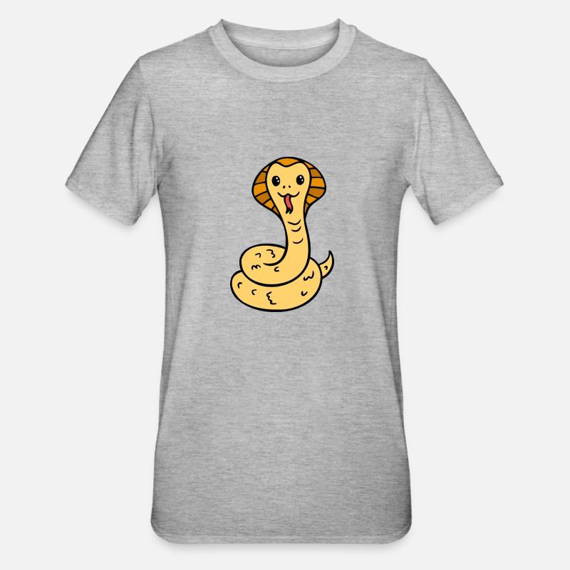 mignon serpent comique rieur - T-shirt polycoton Unisexe - gris chiné