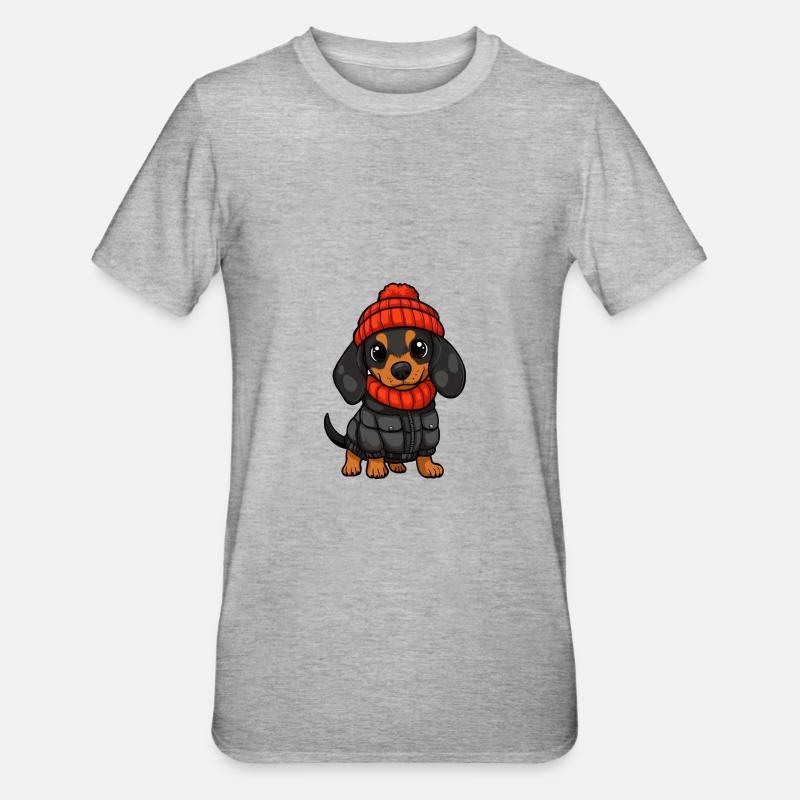Teckel Teckel élégant - T-shirt polycoton Unisexe - gris chiné