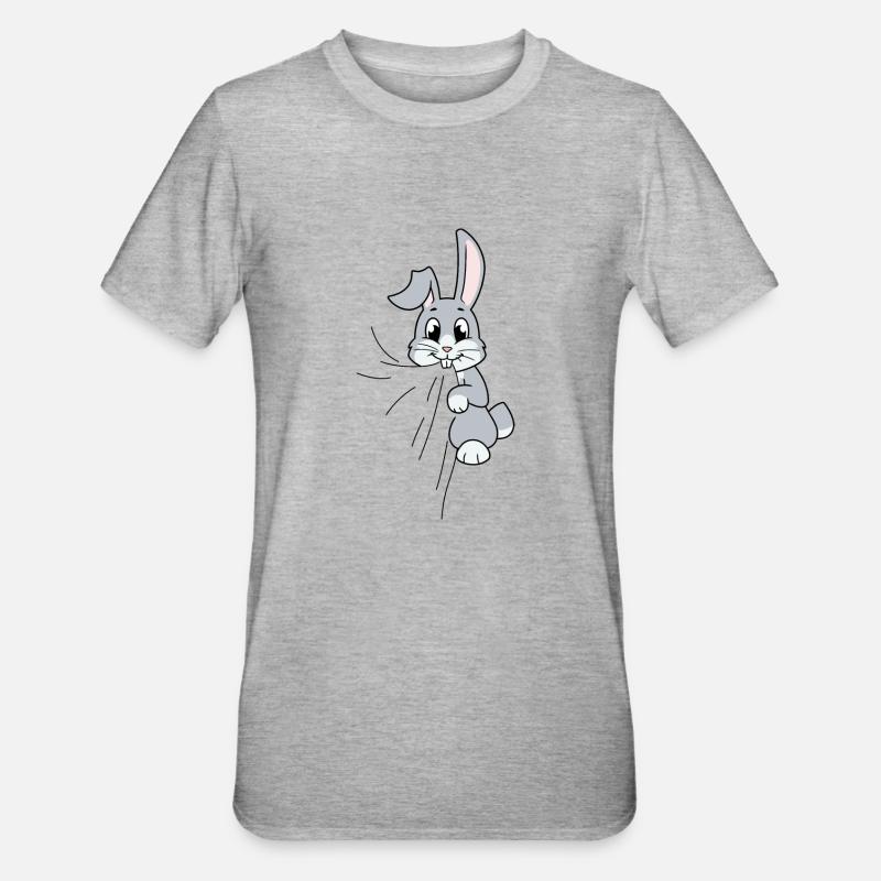 Rabbit eats fabric - Unisex Polycotton T-Shirt - heather grey