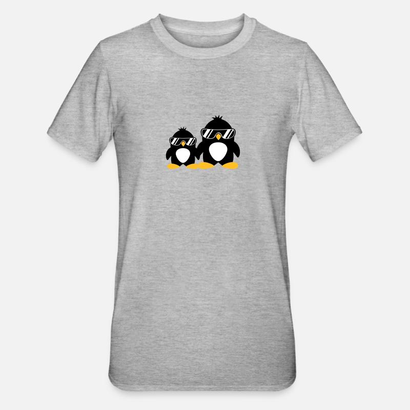Cool Penguin Dad And Boy - Unisex Polycotton T-Shirt - heather grey