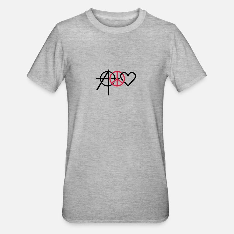 anarchy peace love (2c) - T-shirt polycoton Unisexe - gris chiné