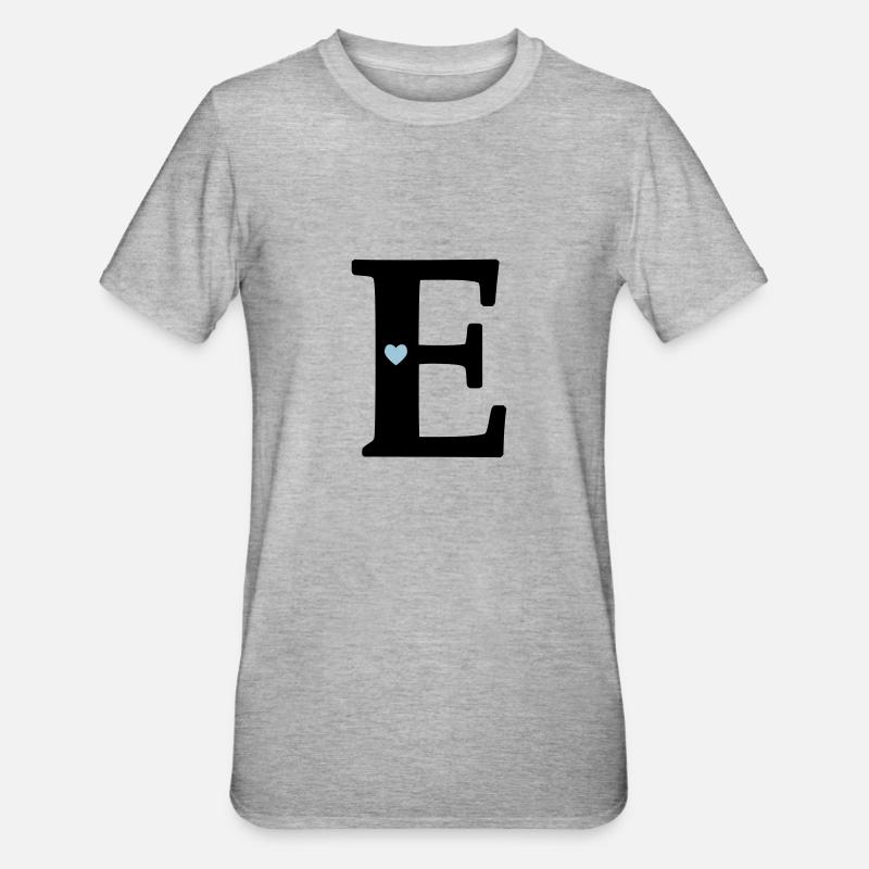 Buchstabe E Anfangsbuchstabe - Unisex Polycotton T-Shirt - Grau meliert
