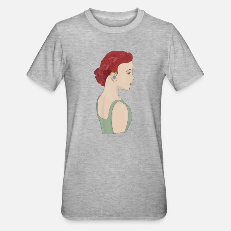 Fille utilisant une aide auditive - T-shirt polycoton Unisexe - gris chiné