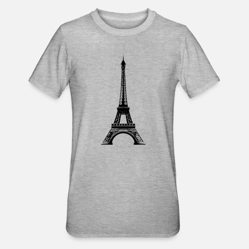 Tour Eiffel - T-shirt polycoton Unisexe - gris chiné