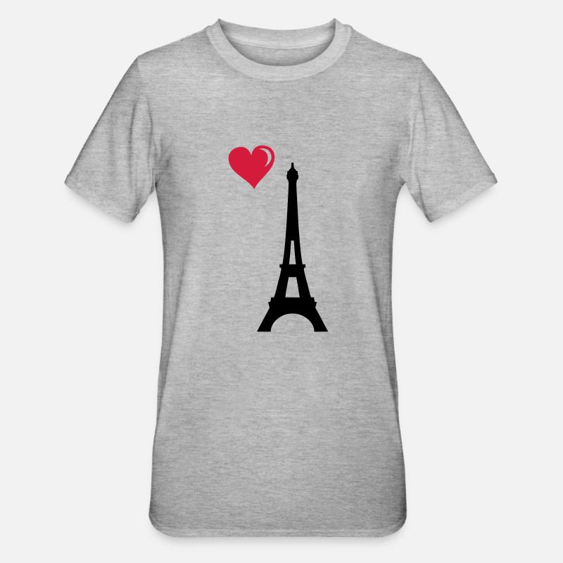 tour Eiffel love - T-shirt polycoton Unisexe - gris chiné