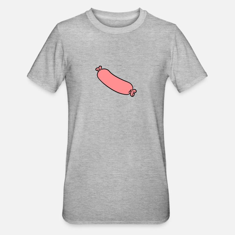 wurst würstchen wiener lang bratwurst - Unisex Polycotton T-Shirt - Grau meliert