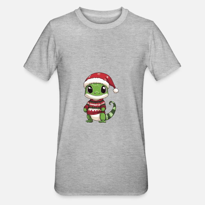 Echse Weihnachten Comic - Unisex Polycotton T-Shirt - Grau meliert