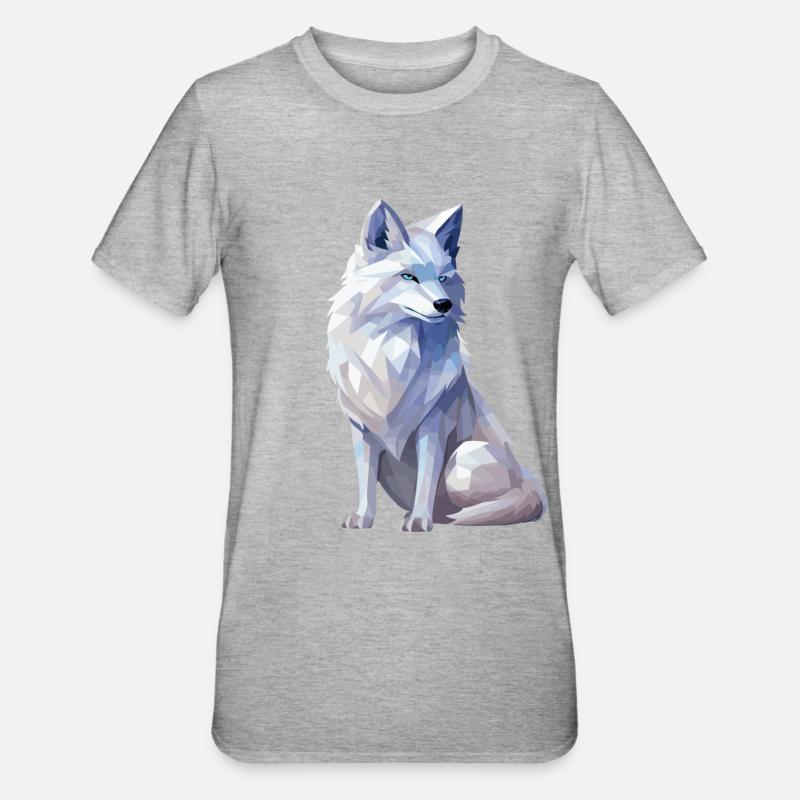 Arctic fox in polygon style - Unisex Polycotton T-Shirt - heather grey