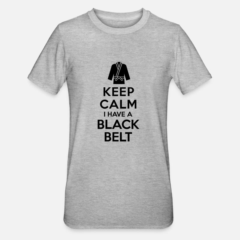 Keep calm i have a black belt - T-shirt polycoton Unisexe - gris chiné