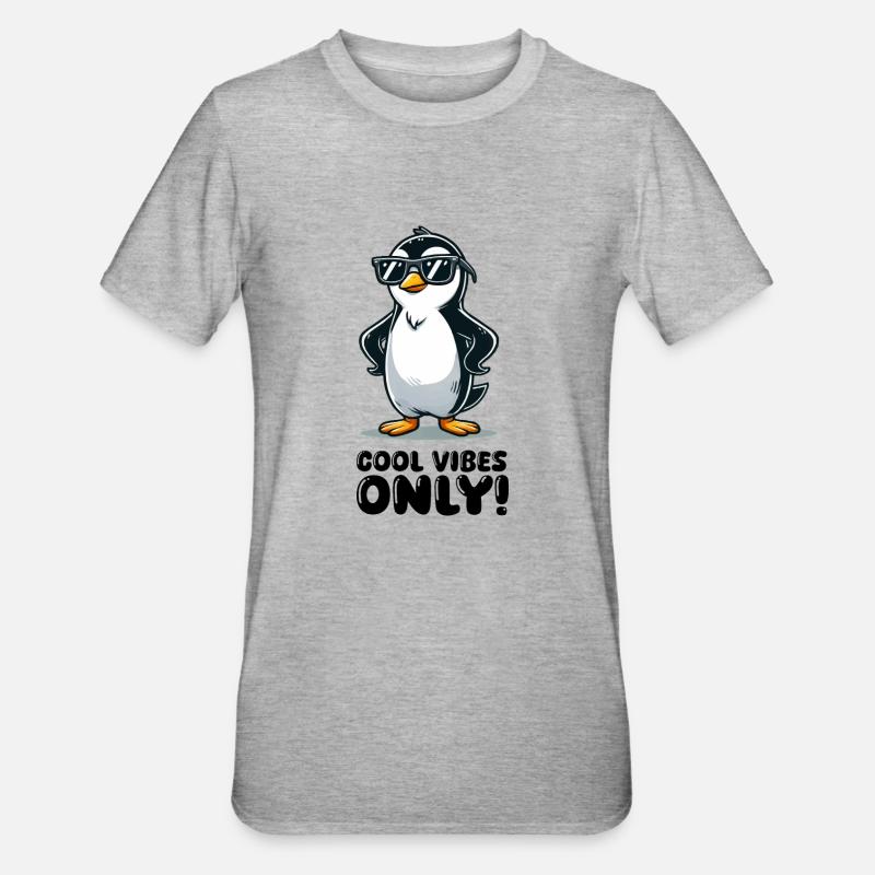 pinguin comic cool - Unisex Polycotton T-Shirt - Grau meliert