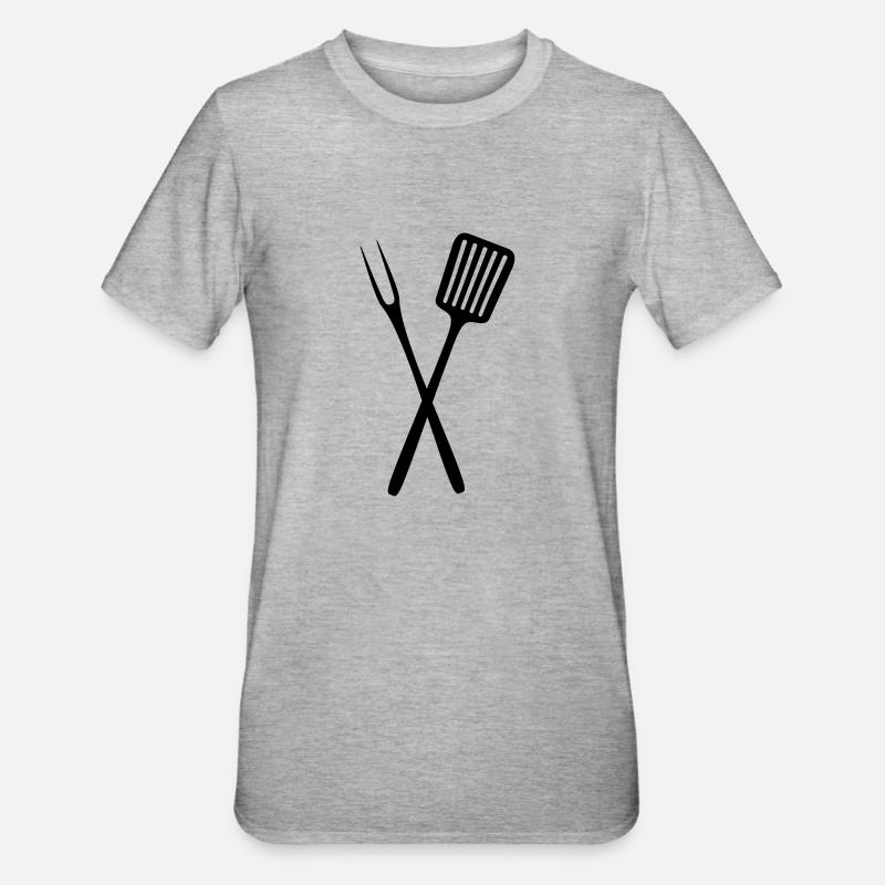 Grillbesteck - Unisex Polycotton T-Shirt - Grau meliert