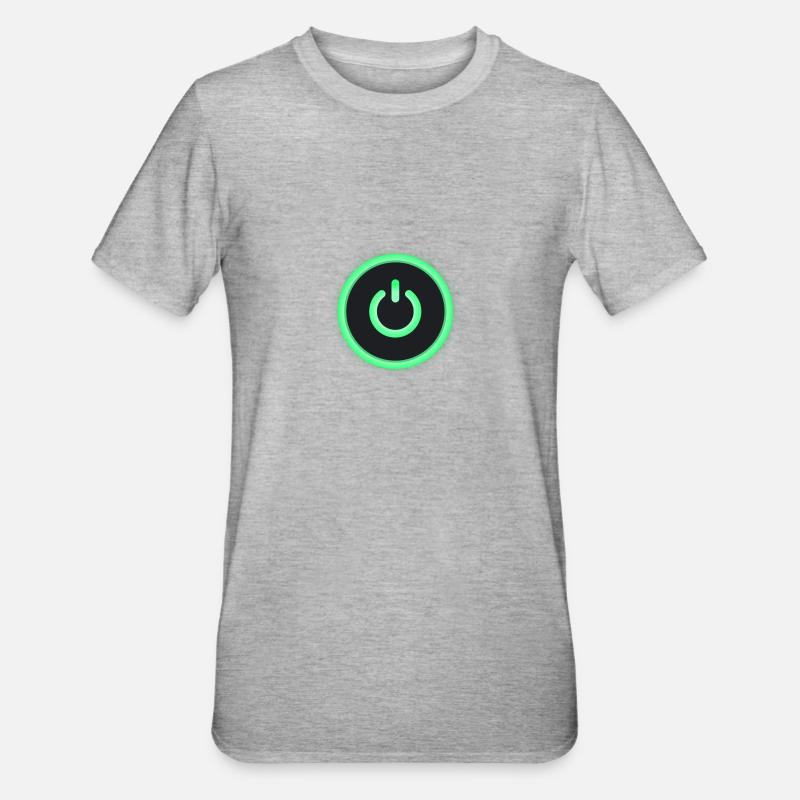 power on, power button - Unisex Polycotton T-Shirt - heather grey