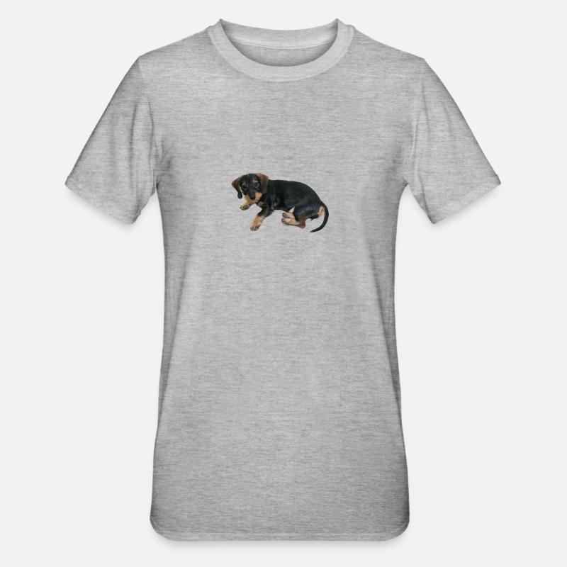 Chien chiot mignon - T-shirt polycoton Unisexe - gris chiné