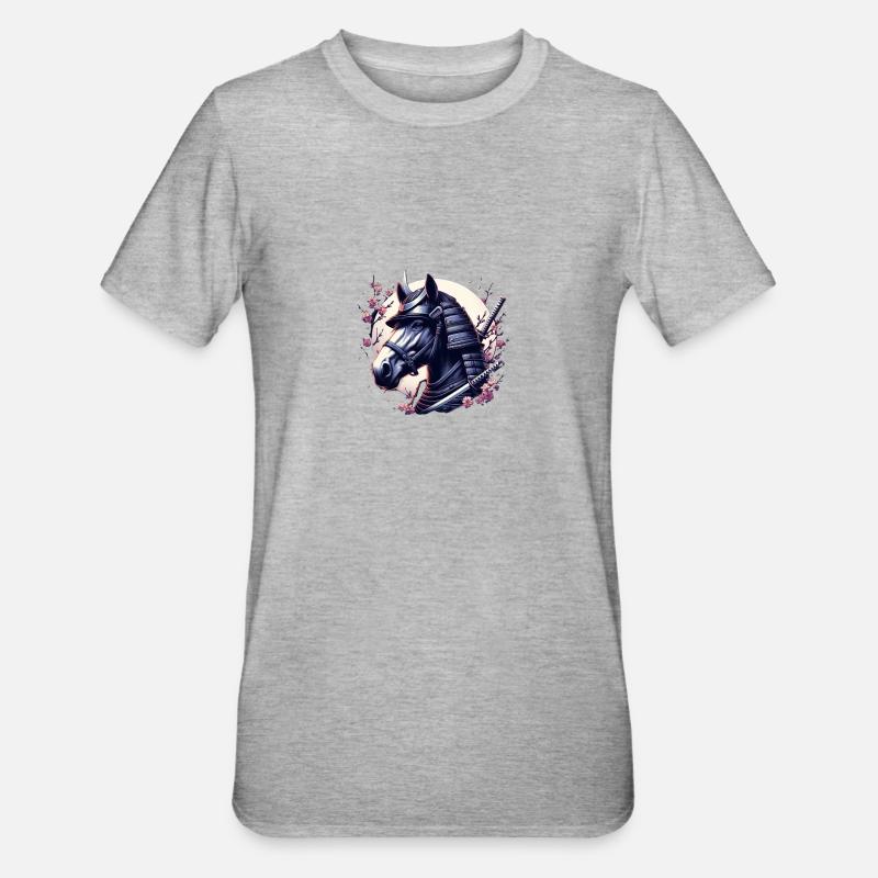 Das Samurai-Pferd - Unisex Polycotton T-Shirt - Grau meliert