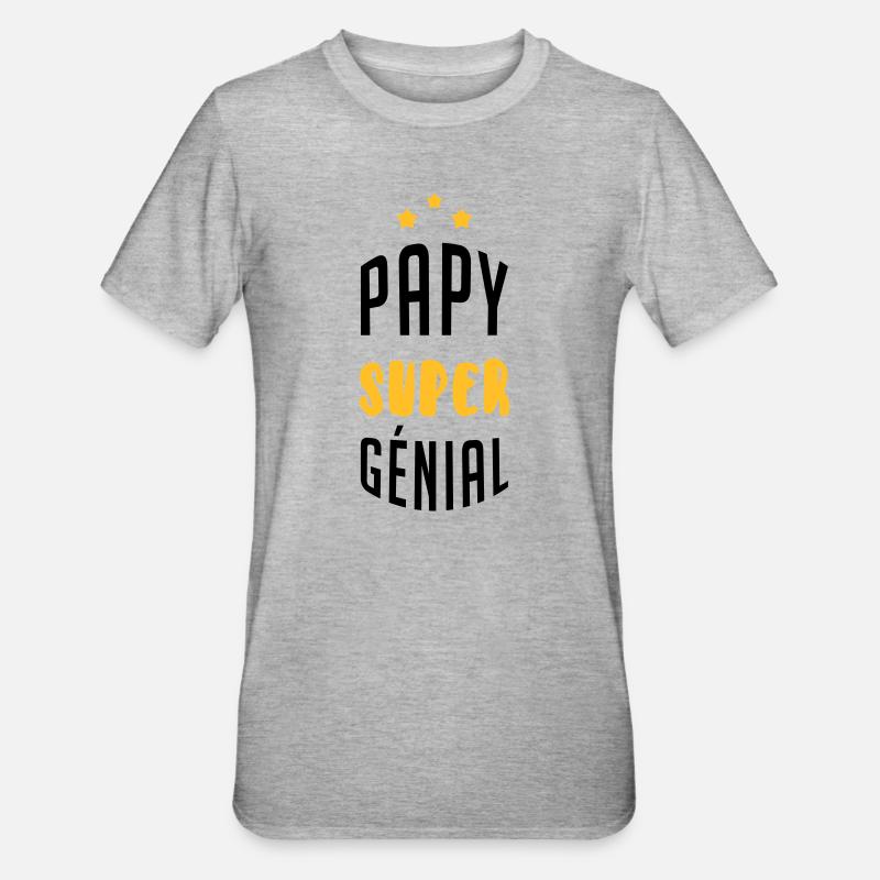 Papy Papi Grand-Père Retraite famille - T-shirt polycoton Unisexe - gris chiné