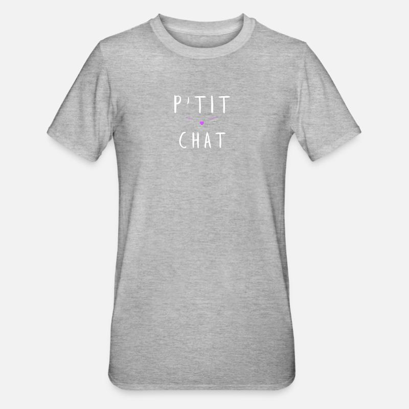 P'tit chat 3 - T-shirt polycoton Unisexe - gris chiné