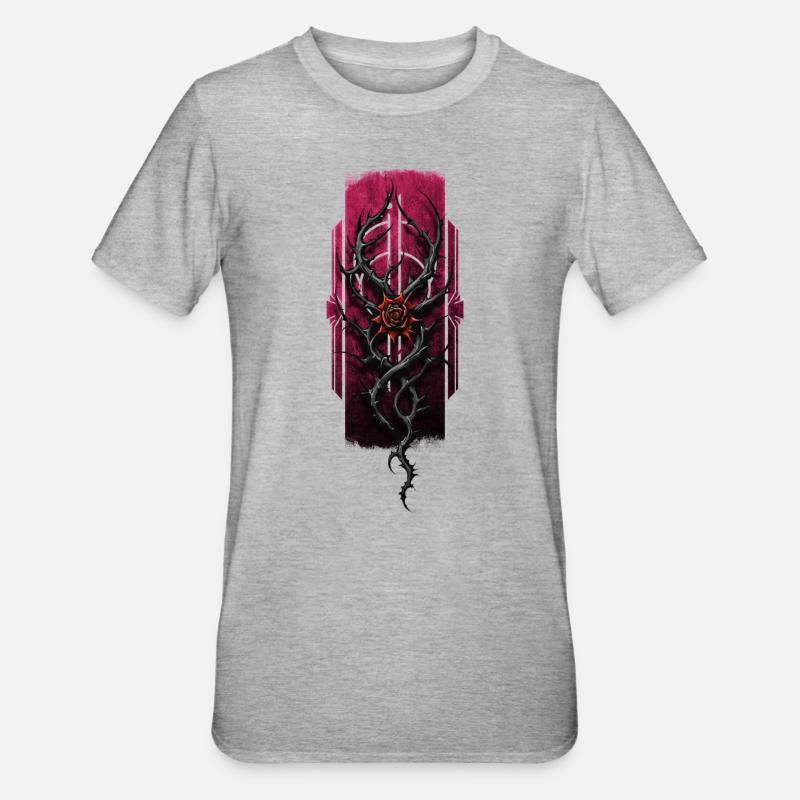 Thorned Elegance : Rose parmi les épines - T-shirt polycoton Unisexe - gris chiné