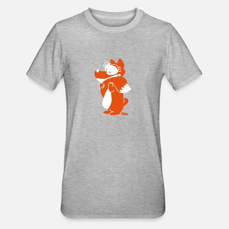 Fuchs (farbig) - Unisex Polycotton T-Shirt - Grau meliert