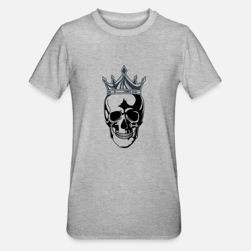 skull king krone - Unisex Polycotton T-Shirt - Grau meliert