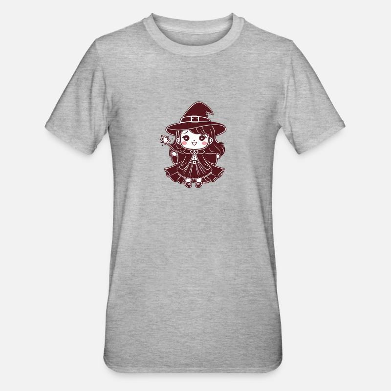 Chibi-Hexe - Unisex Polycotton T-Shirt - Grau meliert