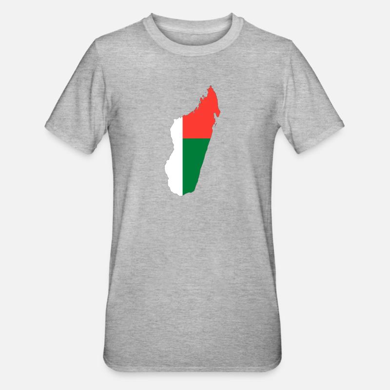 Madagascar carte drapeau drapeau - T-shirt polycoton Unisexe - gris chiné