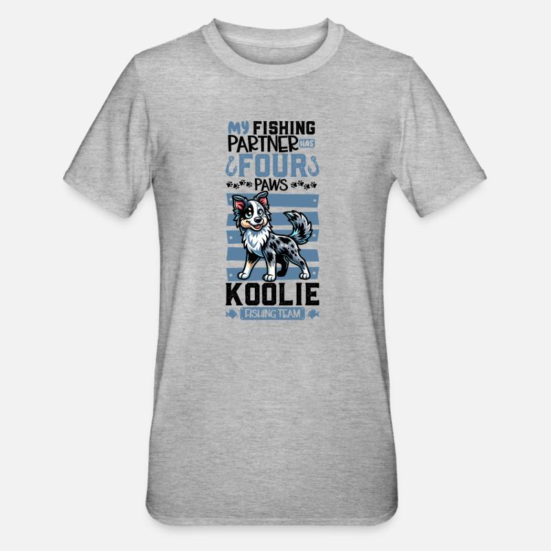 Pêche et Koolie - T-shirt polycoton Unisexe - gris chiné