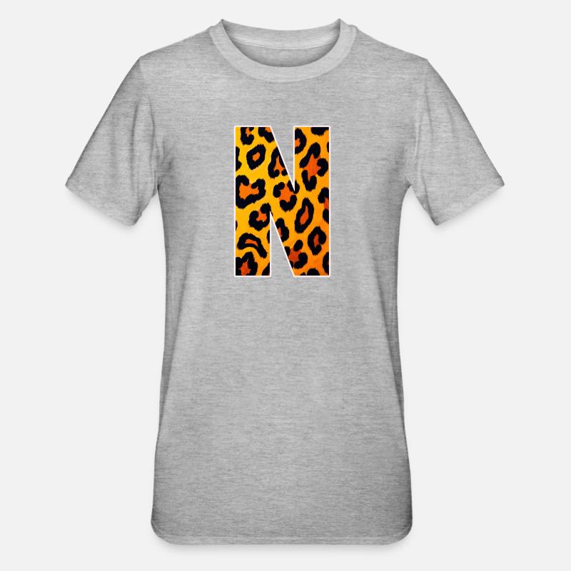 Imprimé léopard néon JauneOrange - T-shirt polycoton Unisexe - gris chiné