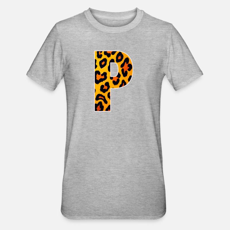 Leopard_Buchstabenmuster_ _P - T-shirt polycoton Unisexe - gris chiné