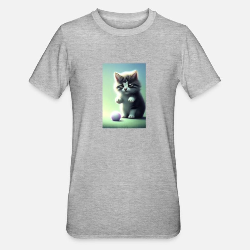 Petit bébé chat mignon - T-shirt polycoton Unisexe - gris chiné