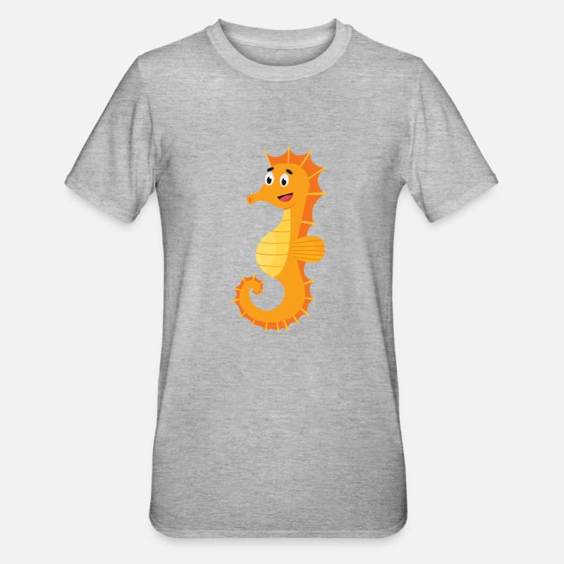 Seepferdchen - Unisex Polycotton T-Shirt - Grau meliert