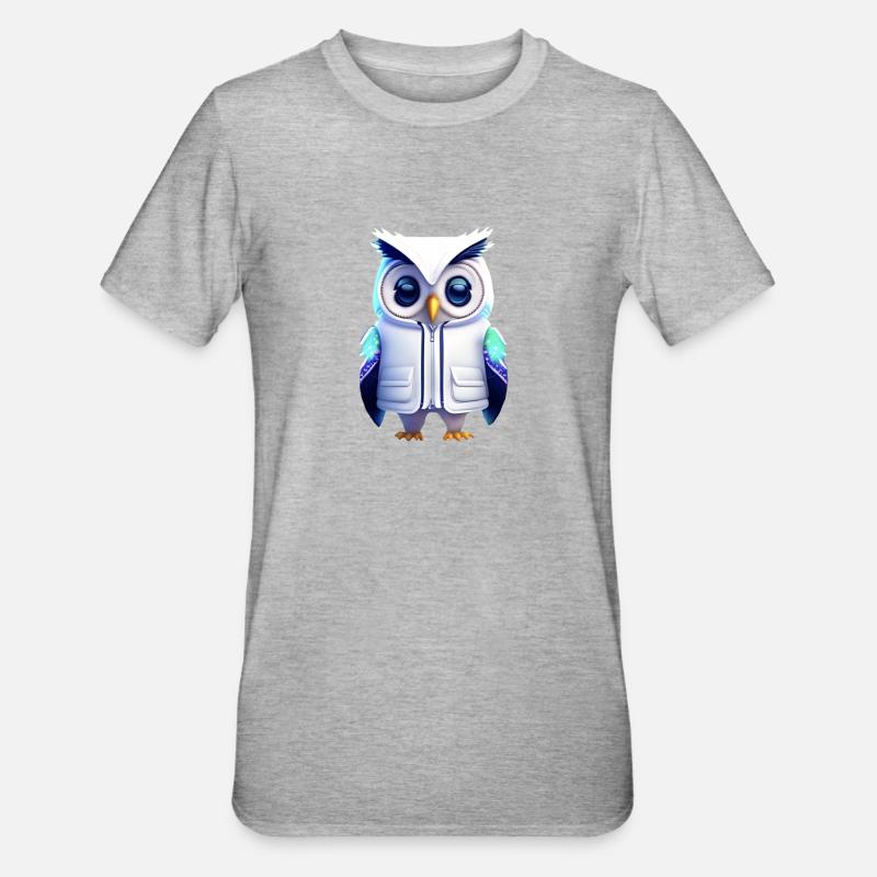 Eule - Unisex Polycotton T-Shirt - Grau meliert