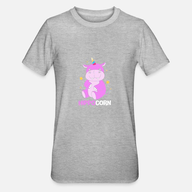 Nilpferd - Unisex Polycotton T-Shirt - Grau meliert