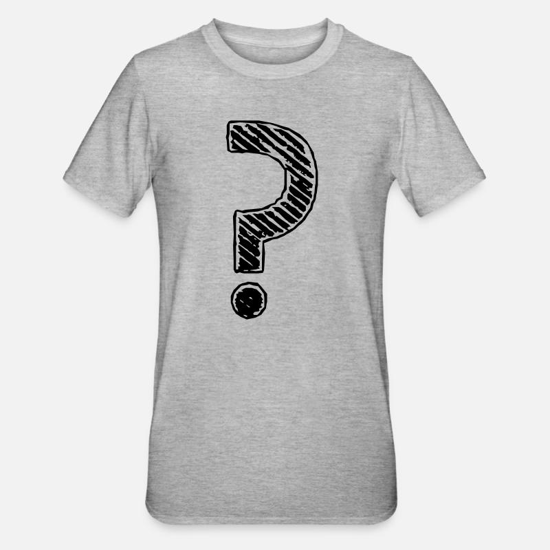 Point d'interrogation rayures regard grunge - T-shirt polycoton Unisexe - gris chiné
