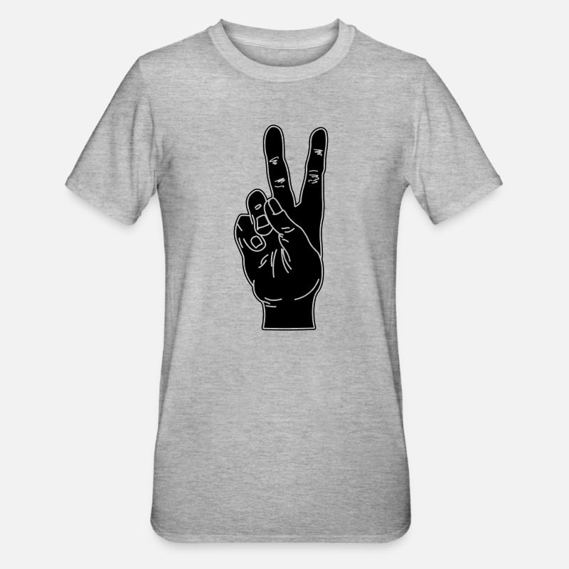 Geste de la main noire paix - T-shirt polycoton Unisexe - gris chiné