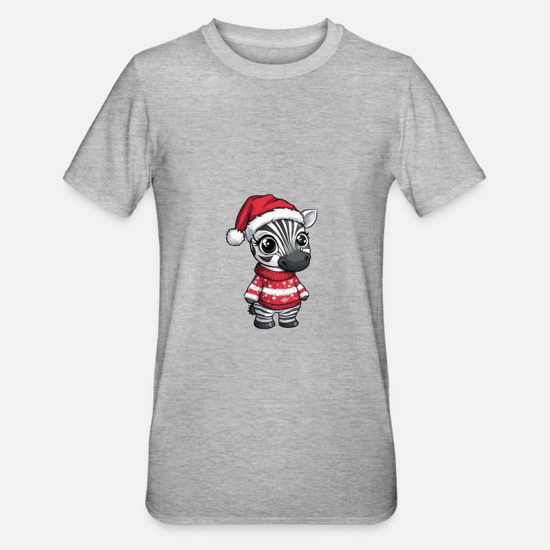 Zebra Weihnachten Comic - Unisex Polycotton T-Shirt - Grau meliert