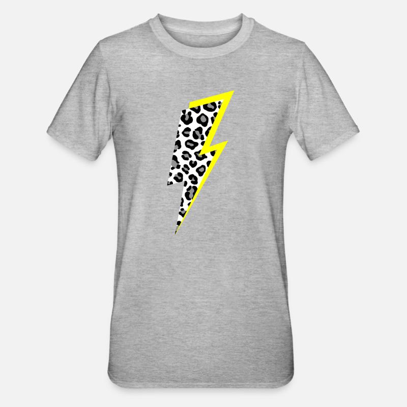Motif léopard éclair avec ombre jaune fluo - T-shirt polycoton Unisexe - gris chiné
