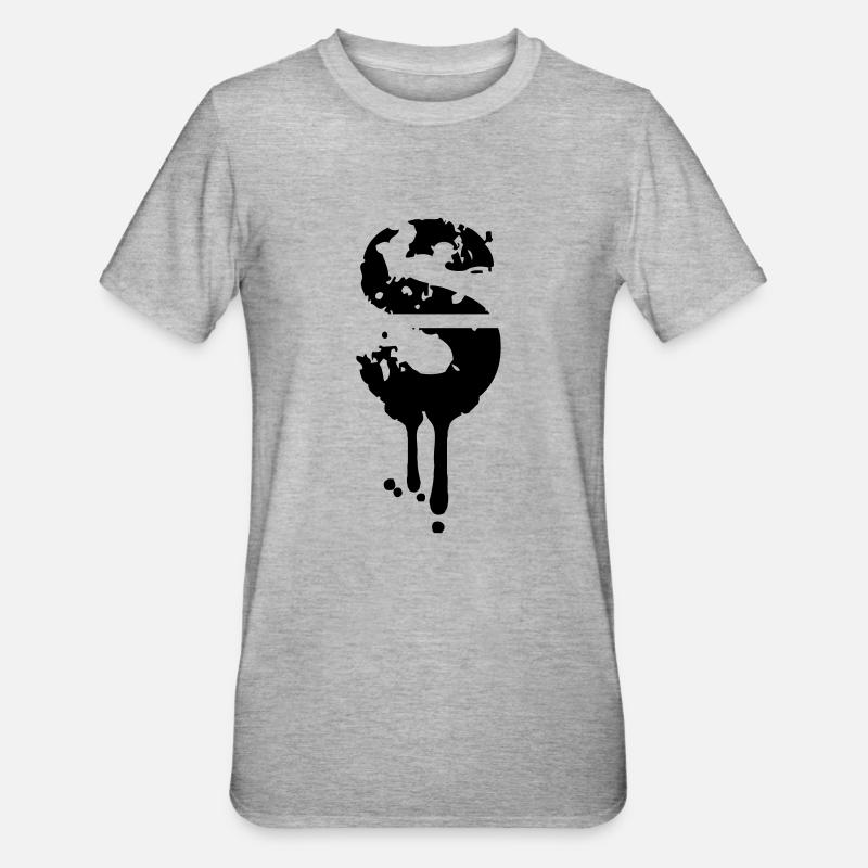 S graffiti stamp drops - Unisex Polycotton T-Shirt - heather grey