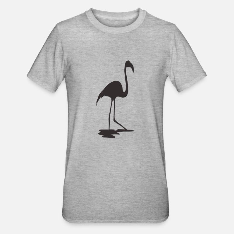 Flamingo Schwarz - Unisex Polycotton T-Shirt - Grau meliert