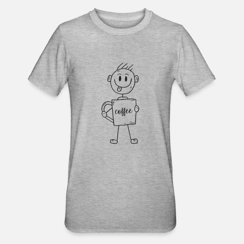 Kaffee Männchen Geschenk Geschenkidee - Unisex Polycotton T-Shirt - Grau meliert