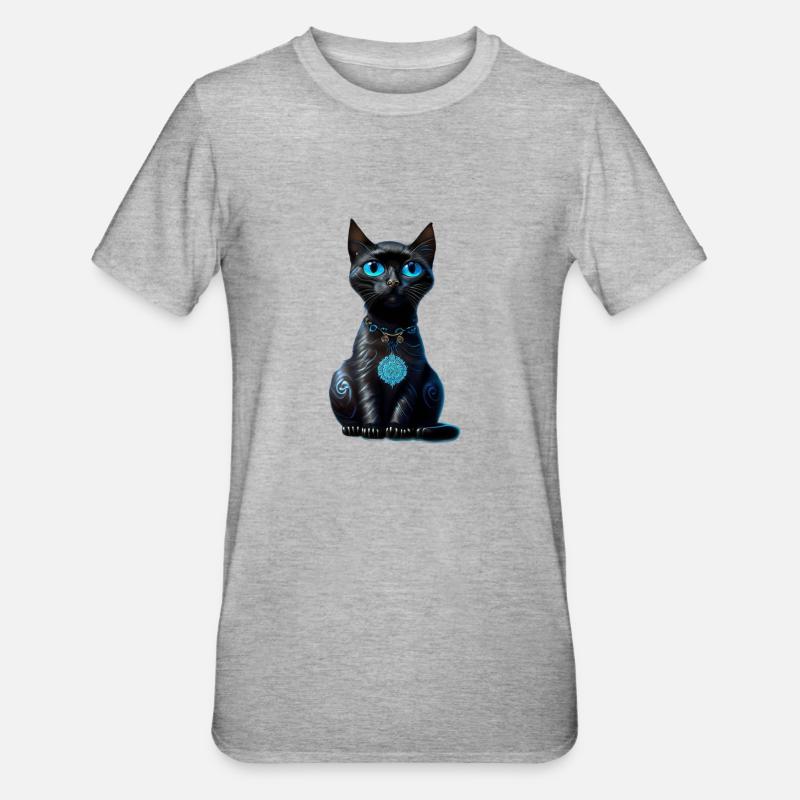 Chat de la Lune - T-shirt polycoton Unisexe - gris chiné
