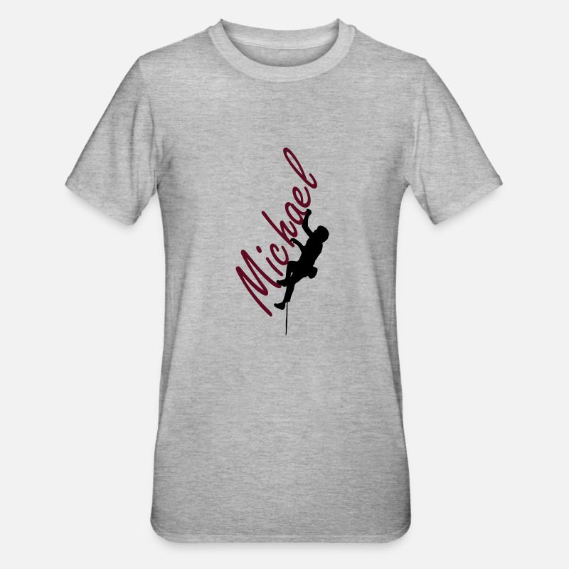 Klettern - Michael - Unisex Polycotton T-Shirt - Grau meliert